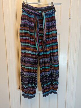 Stewart Sport Multicolor Striped Cotton Pants — Turquoise, Purple, Orange, Black